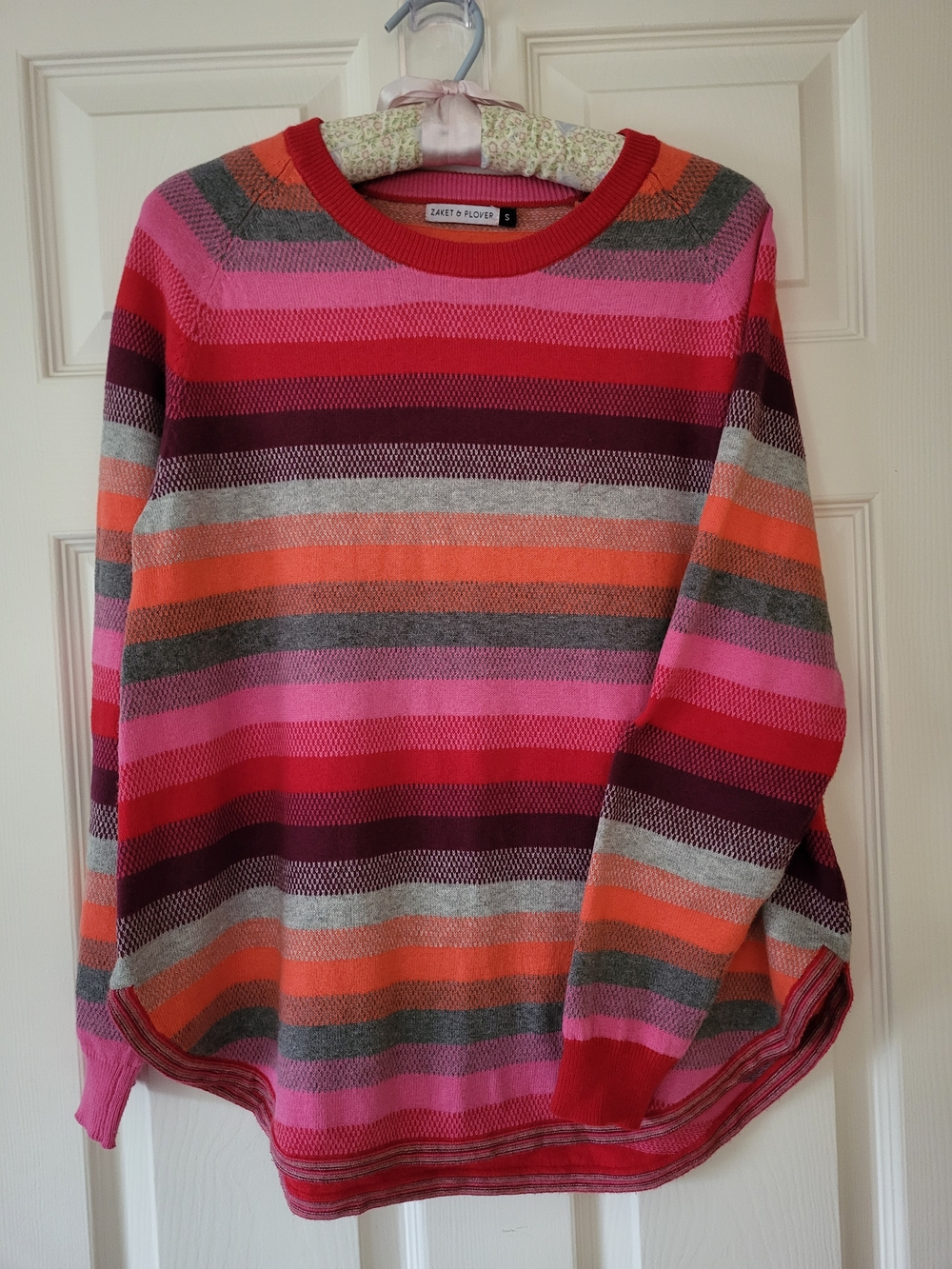 Striped Crewneck Sweater in Pink, Coral & Purple